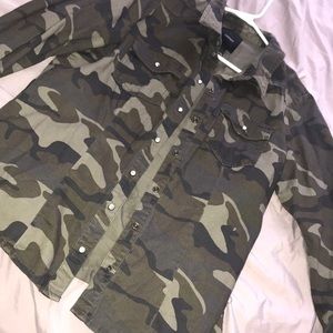 Camo Print Button Up